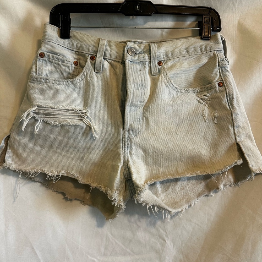 Levi's Light Blue Distressed Jean Shorts